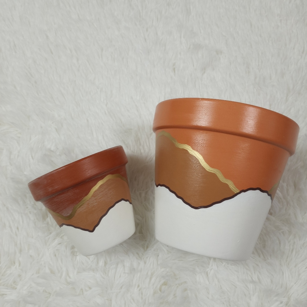 Hand Painted Terracotta Pots - Picture 1 of 4